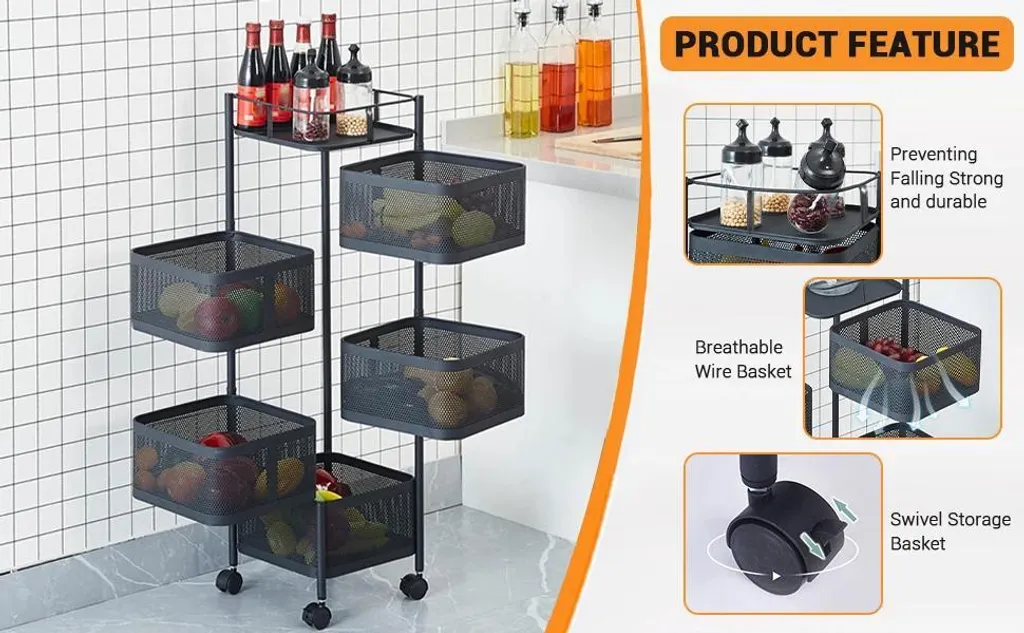 Meuble de rangement mobile 5 étages pour optimiser les petits espaces - 12