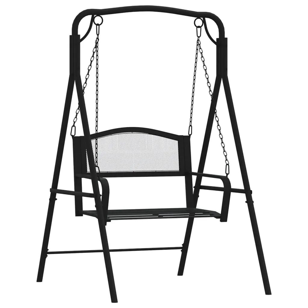 Balançoire de Jardin 2 Places en Acier Noir vidaXL - Banc Suspendu 124cm