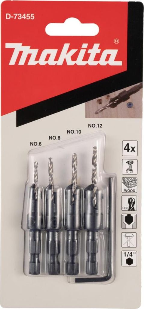 Makita Bohrsenker Set für Holz 4 tlg.- 1/4" - verstellbare Produktbild 2