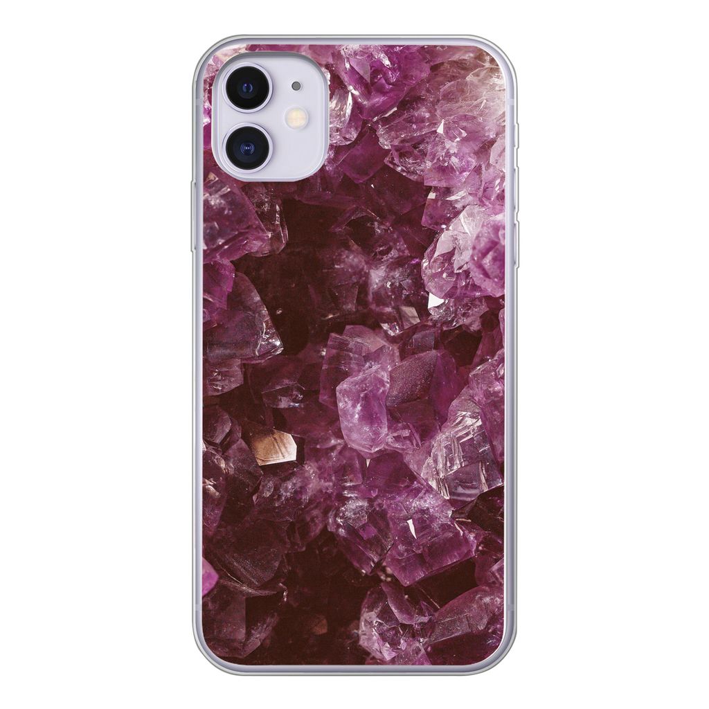 MuchoWow Handyhülle Schutzhülle Hülle für iPhone 11 Edelsteine - Amethyst - Kristalle und Edelsteine Silikon Softcase Handy Hülle - Handytasche