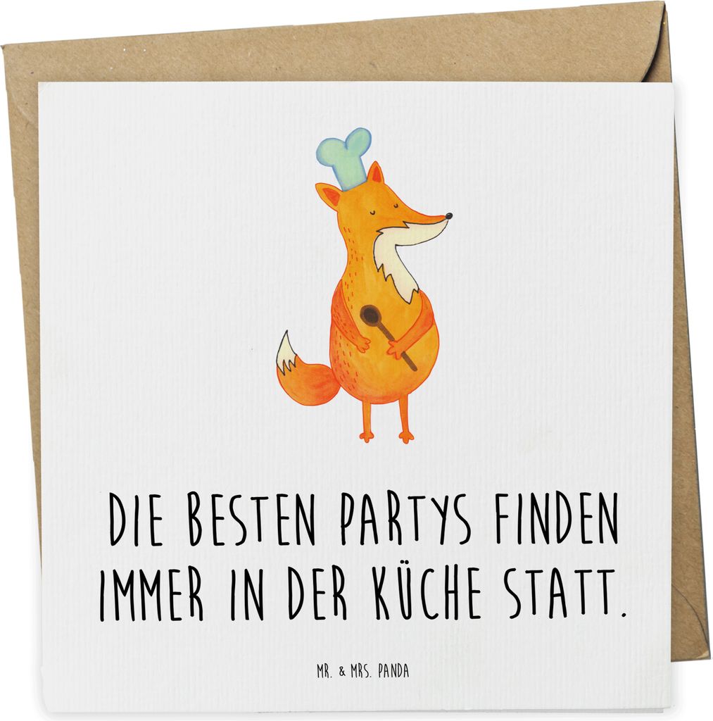 Mr. & Mrs. Panda Deluxe Karte Fuchs Koch - Weiß - Geschenk, Party, Bäcker, anlasskarte, Hungrig, Glückwunschkarte, faltkarte, Grußkarte, Spruch...