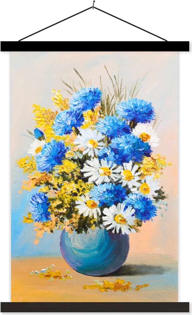 MuchoWow Textilposter Sommerblumen - Ölfarben 120x180 cm mit schwarzem Rahmen - Fotos