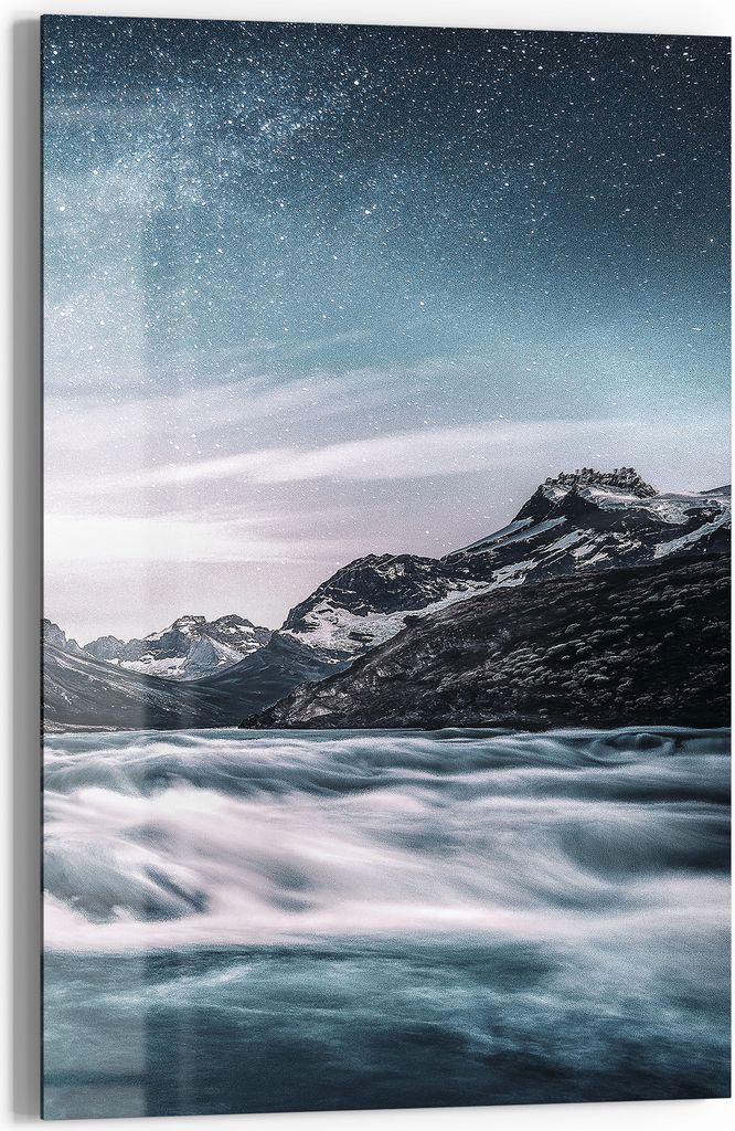 DEQORI Glasbild Echtglas 40x60 cm 'Fluss der Sterne' Wandbild Bild modern Deko