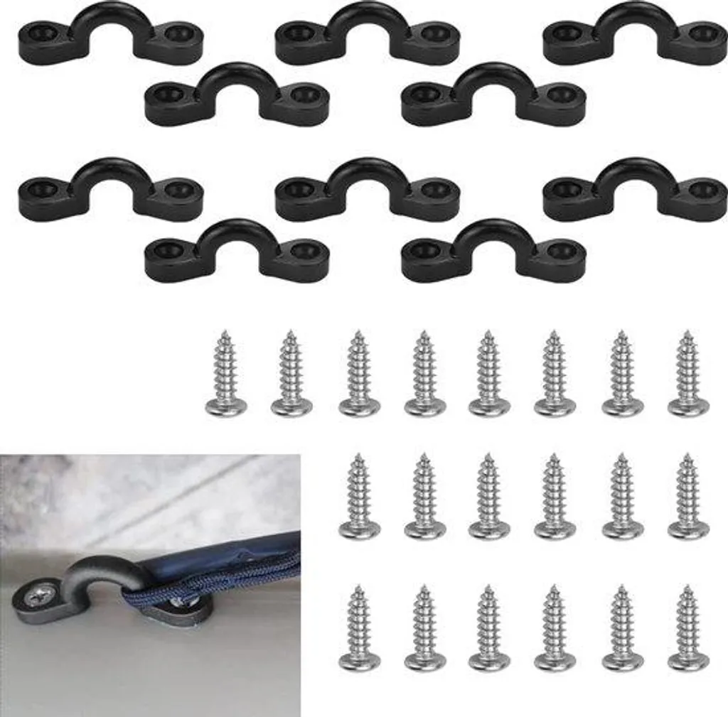 Kit coussinets kayak noir avec 20 vis et œillets de fixation robustes