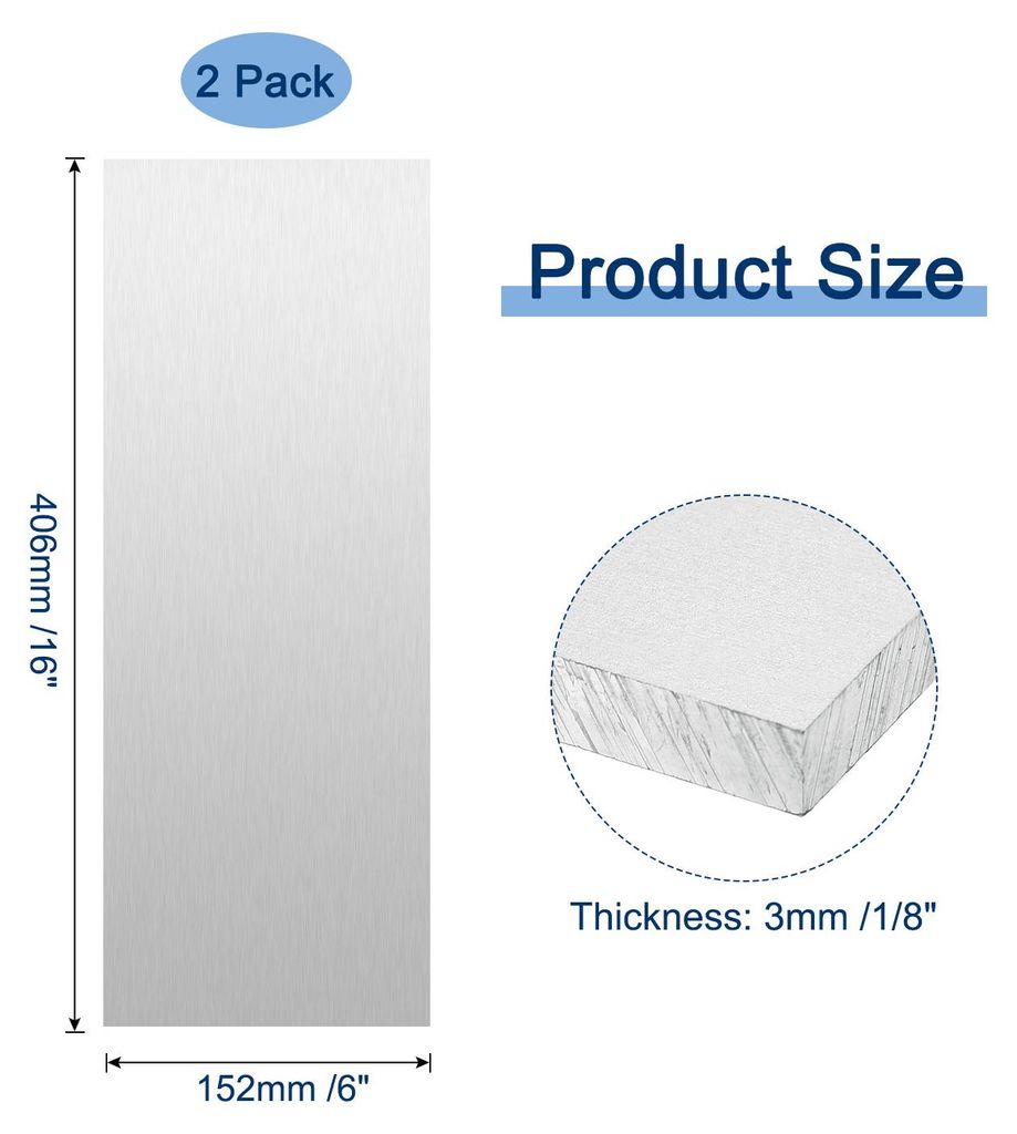 6061 T651 Aluminiumblech, 6 x 16 x 1/8 Zoll Rechteckiges w?rmebehandelbares Aluminiumblech, flache Metallplatte mit Schutzfolie fš¹r Industrie un...
