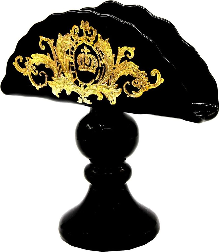 Pompöös by Casa Padrino Luxus Serviettenhalter mit 24 Karat Vergoldung Schwarz / Gold 19,5 x 9 x H. 19 cm - Pompööser Serviettenhalter designed...