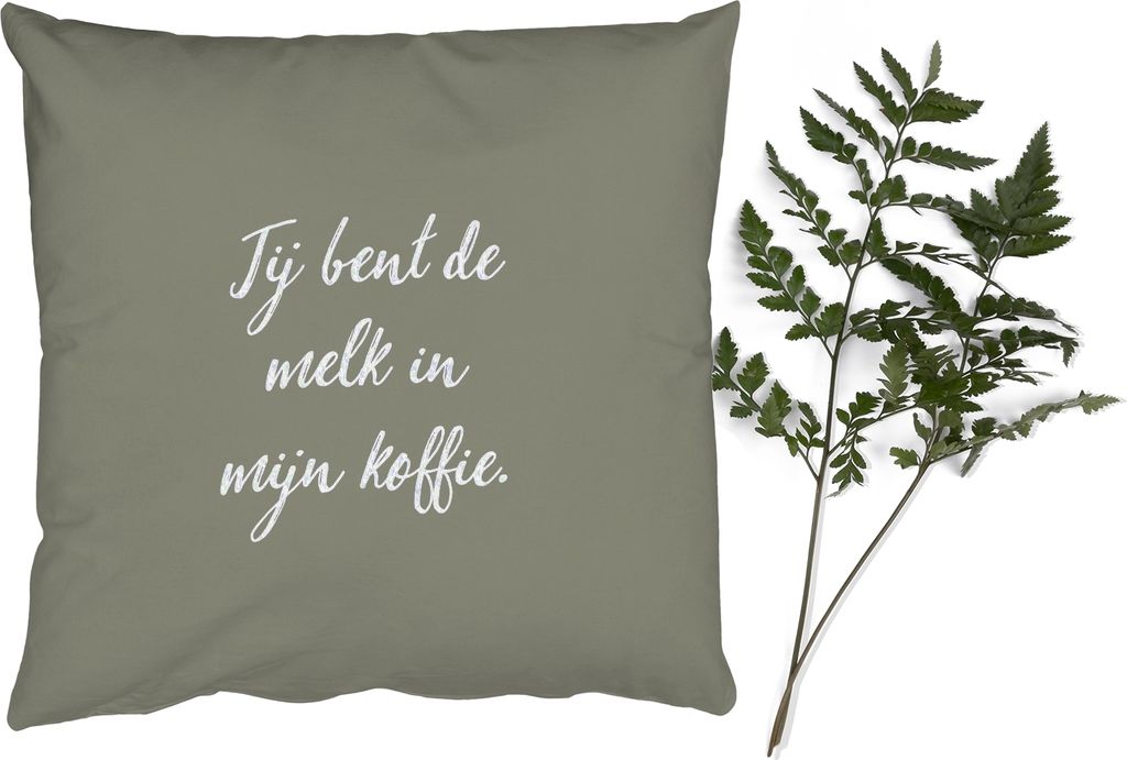 MuchoWow Zierkissen Sofakissen Wohnzimmer Dekokissen 50x50 cm Zitate - Kaffee - Sprichwörter - Du bist die Milch in meinem Kaffee - Partner - Ko...