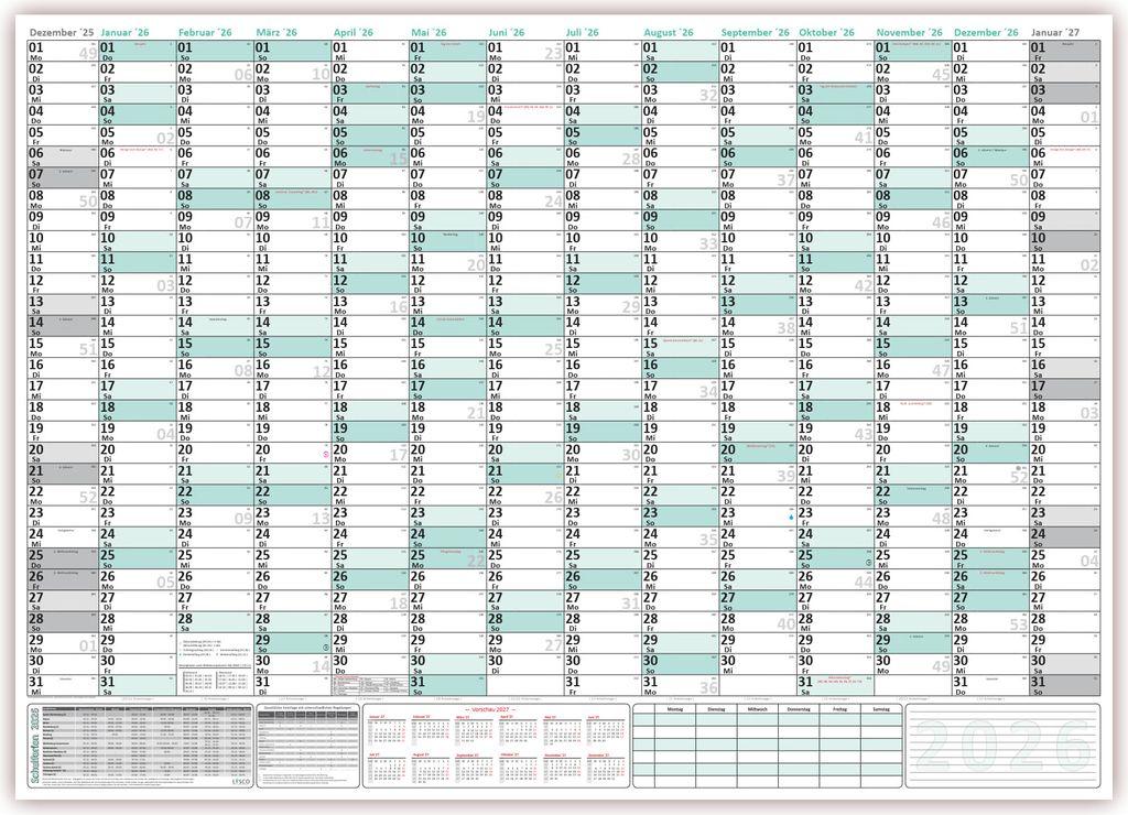 XXXL Wandkalender 2026 - Sehr groß im DIN B0 Format (1,4 x Produktbild 