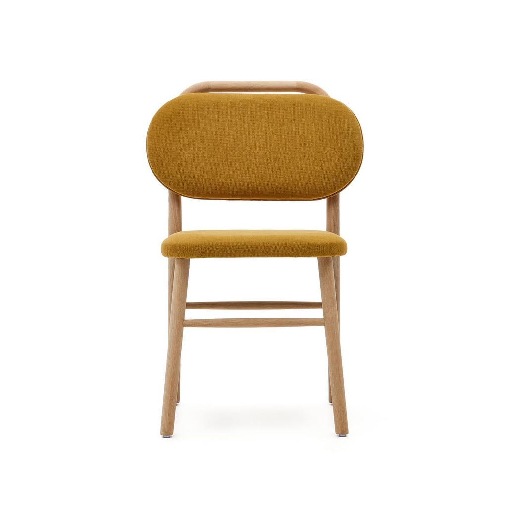 2-er Set Stuhl Helda 56 x 83 x 51 cm Eichenholz Chenille Senfgelb Sitzgarnitur