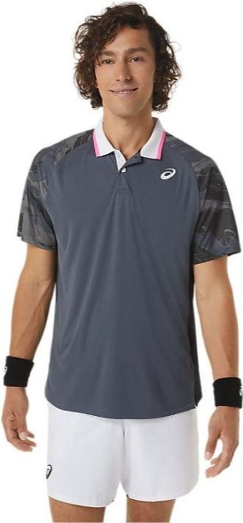 Asics Poloshirt Court Graphic Herren Grau