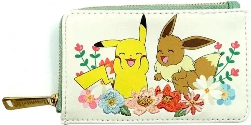 Porte-cartes Pikachu et Évoli floral pour cartes de crédit et billets