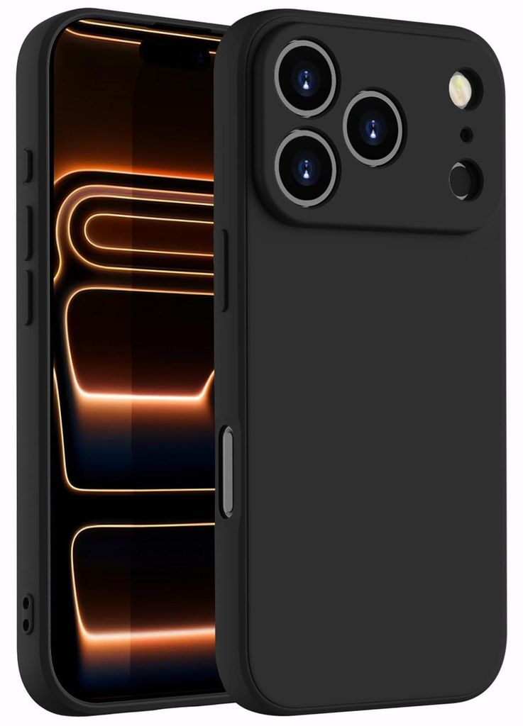 Hülle für iPhone 17 Pro, Slim Liquid Silikon Gel Gummi Stoßfest Schutzhülle Schwarz