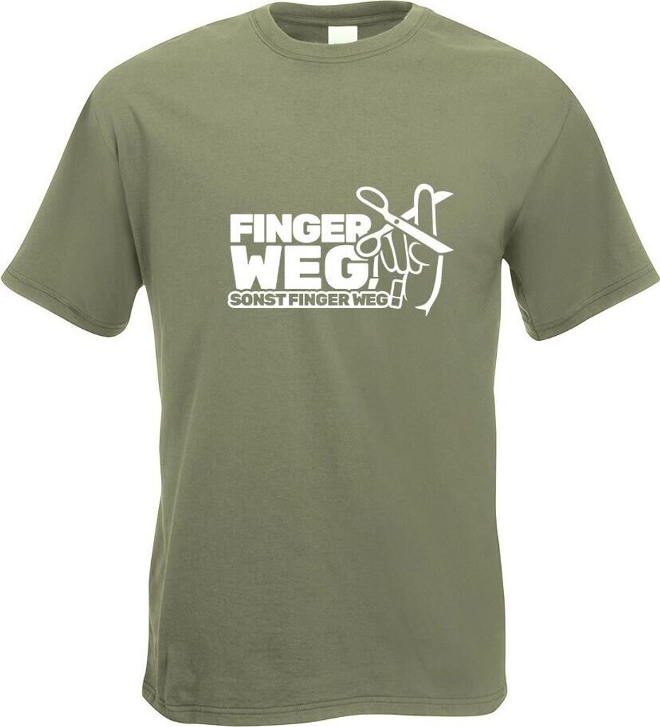 Kiwistar - T-Shirt - Olive - Finger Weg! - Nicht anfasen! Motiv Bedruckt Funshirt Design Print - mit Motiv Bedruckt - Funshirt Design - Sport - Fre...