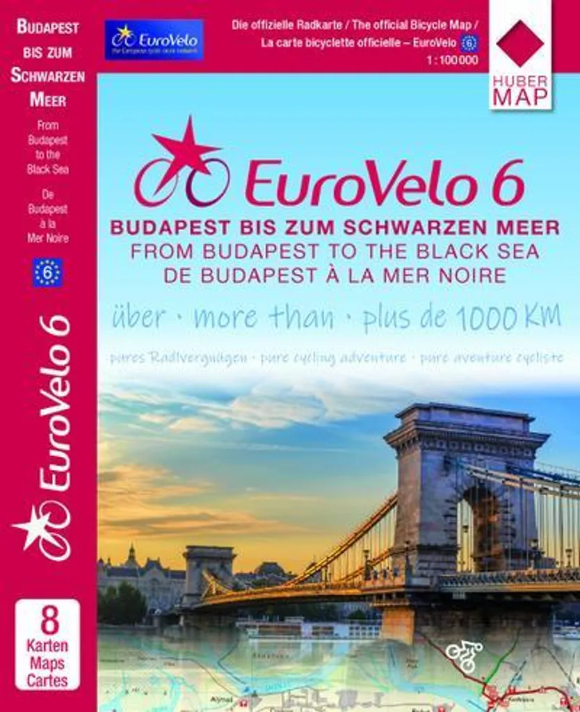 Carte vélo EuroVelo 6 Budapest Mer Noire au 1:100 000 pour cyclotourisme