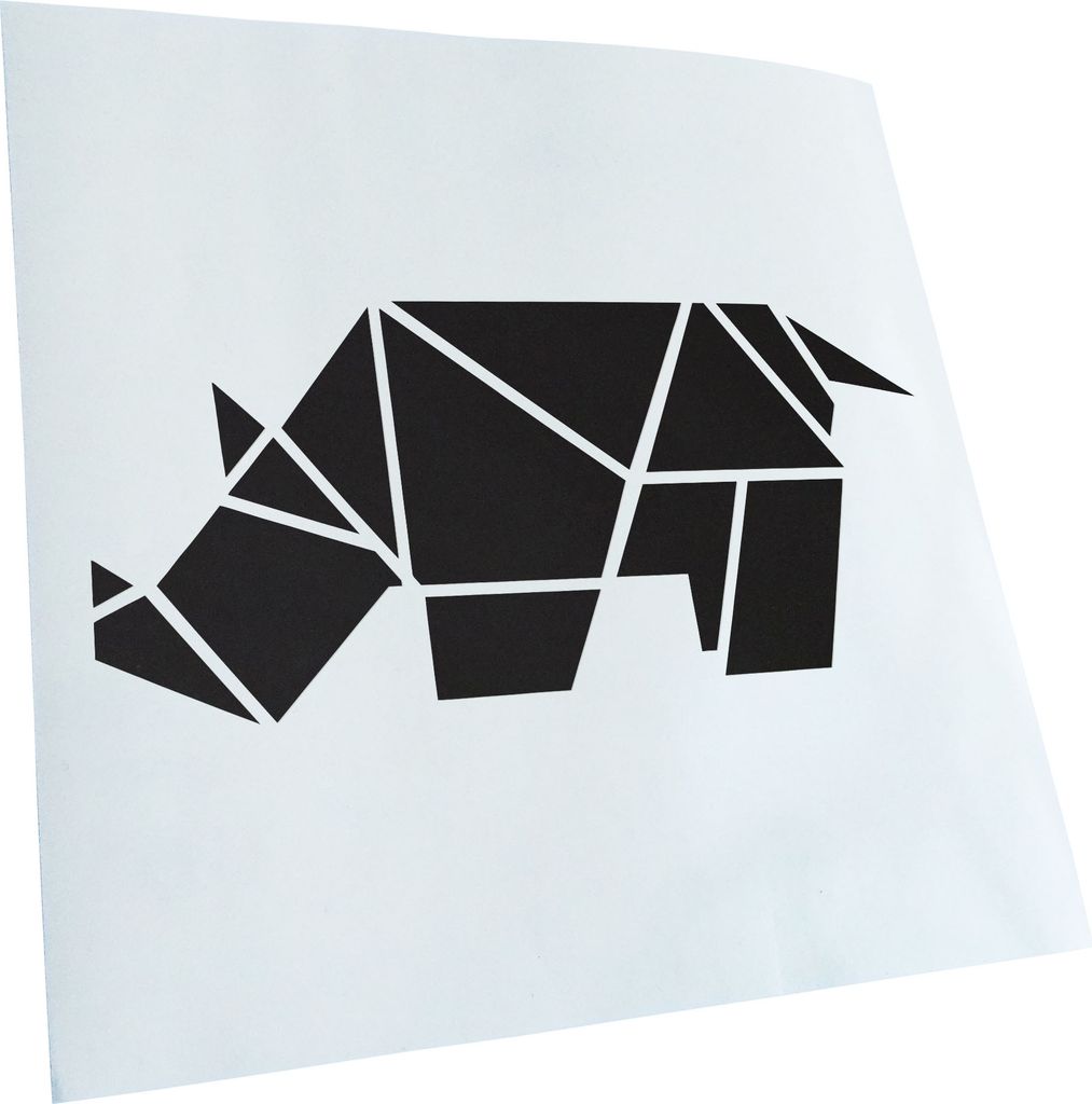 Kiwistar - Autoaufkleber - Papierfalten Nashorn - Mattschwarz - 30x14cm - Aufkleber für Auto, Laptop, Fahrrad, LKW, Motorrad mehrfarbig JDM Decal ...