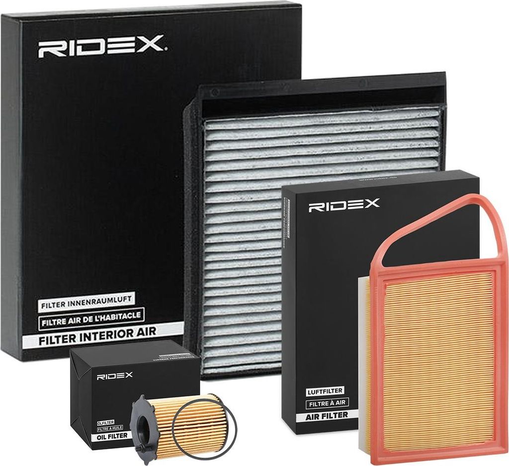 RIDEX Filterset Inspektionspaket Filtersatz für VW TOURAN (1T1, 1T2) Passat Variant (3G5, CB5) für OPEL Astra K Sports Tourer (B16) für BMW X3 (...