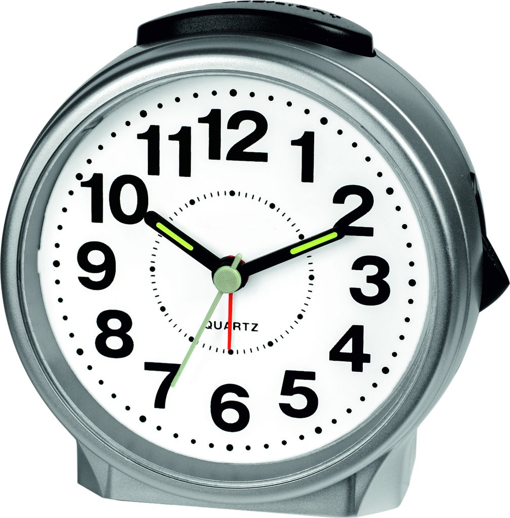 Analoger Wecker Grau mit Snooze, Hintergrundbeleuchtung & Produktbild 