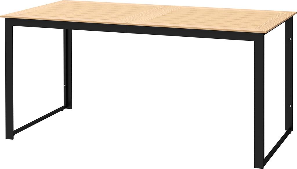 Gartentisch für 6 Personen 160 x 80 cm Wetterfest Balkontisch mit Lamellen-Tischplatte, Buffettisch Outdoor Teak