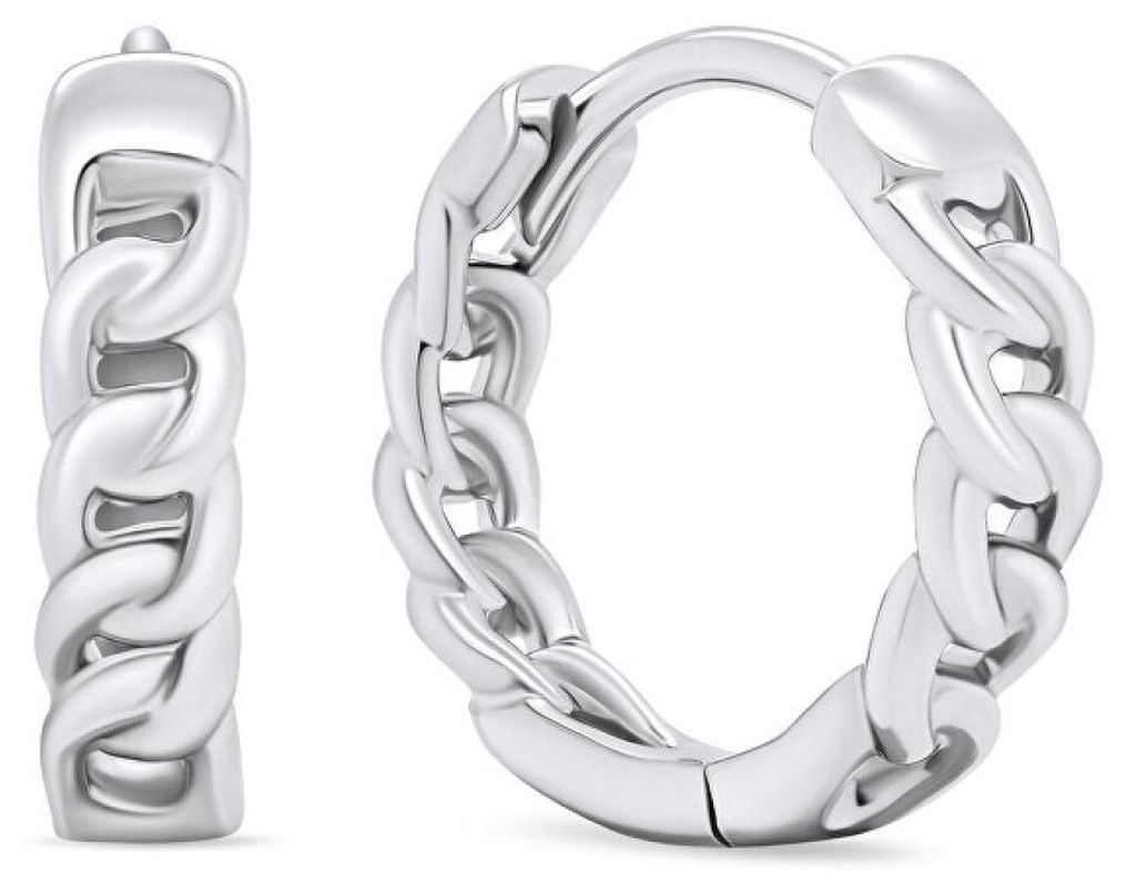Stylish silver hoop earrings EA680W