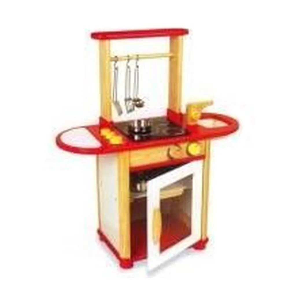 Pintoy Isola da Cucina in Legno Rossa per Bambini - Giochi Educativi