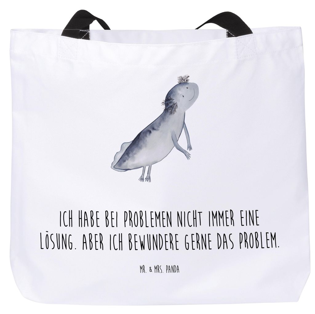 Mr. & Mrs. Panda Strandtasche Axolotl Schwimmen - Weiß - Geschenk, Freude, Reisetasche, Schultasche, Tasche, glücklich, Tote Bag, Problem, Motiva...