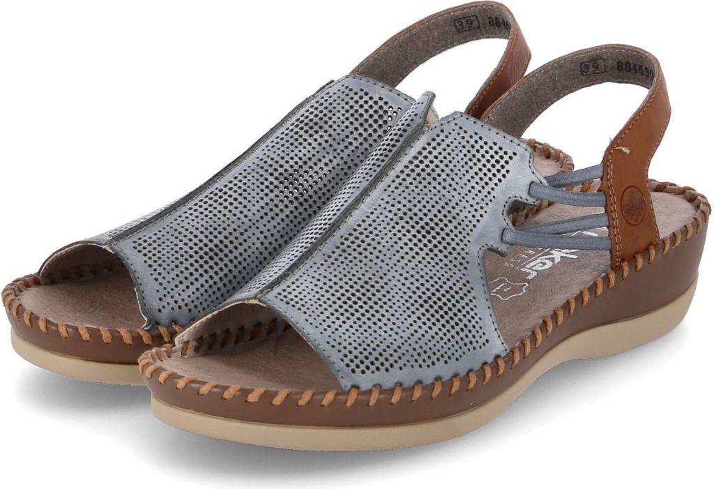 Rieker Damen Sandaletten 22319-36, 22319-37, 22319-38, 22319-39, 22319-40, 22319-41, 22319-42, 22319-43 RIE-61359 whitedenim/cayenne 43