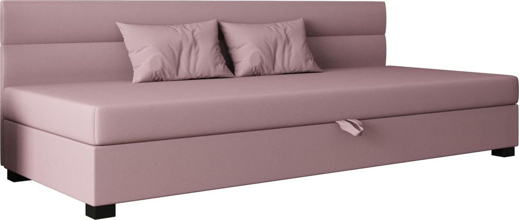 AURA SOFA Boxspringbett MARCO BIZ 120x195 Komplett-Set mit Bonell Matratze, Polsterbett mit Bettkästen - Rosa, SAWANA 61