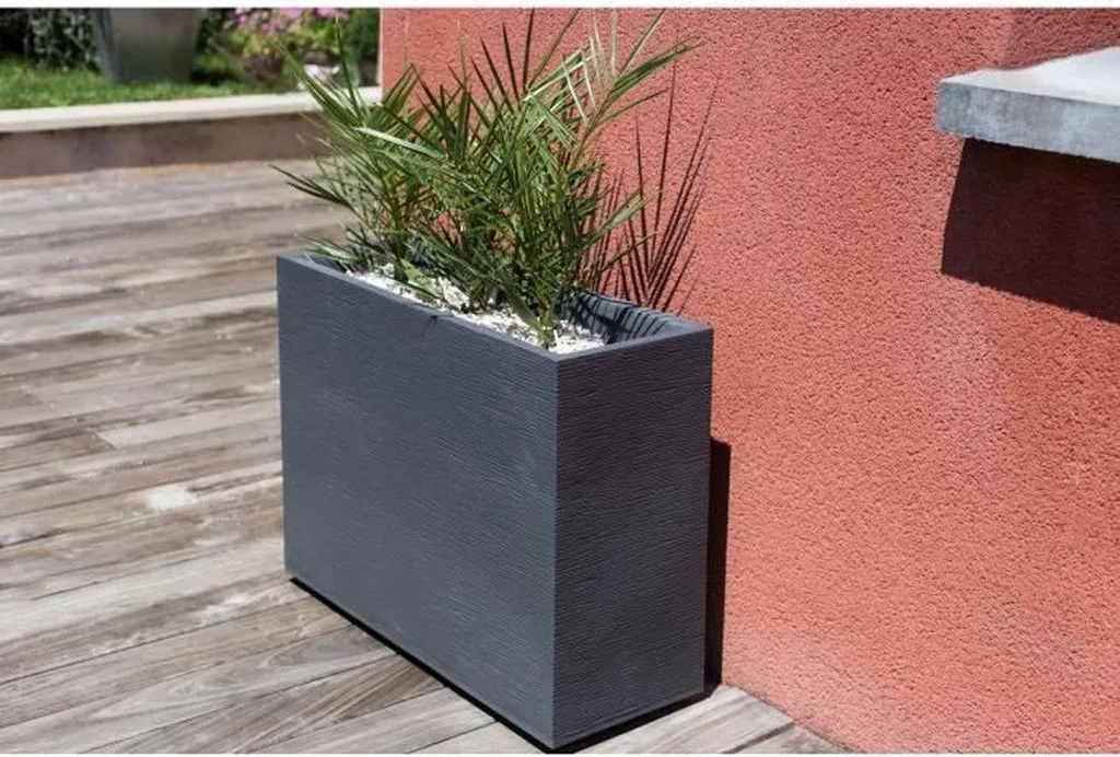 Bac à Fleurs Murêt Loft EDA 46L Gris Anthracite à Double Paroi - 5