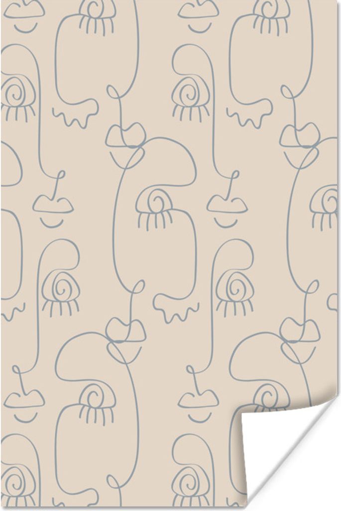 MuchoWow Poster Pastell - Minimalismus - Linienkunst 80x120 cm - Papierdruck