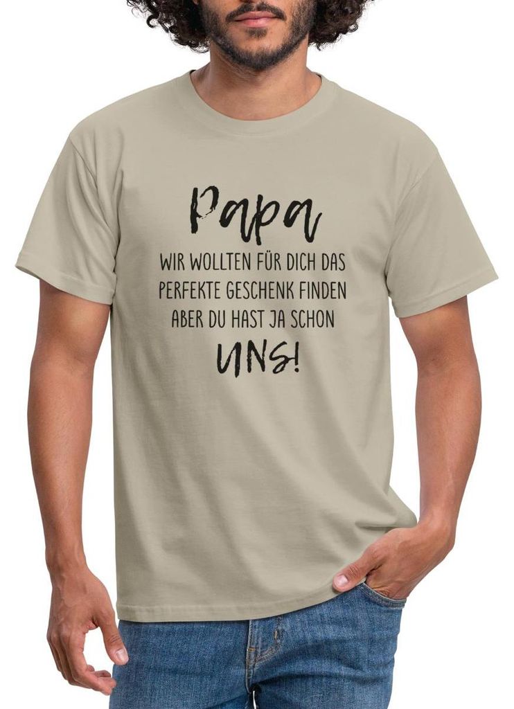 Spreadshirt Papa Wir Sind Das Perfekte Geschenk Männer T-Shirt, M, Sandbeige