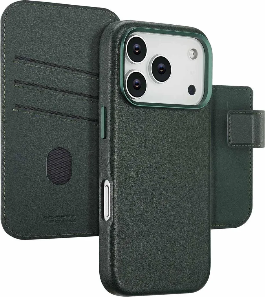 Cover MagSafe iPhone 17 Pro Accezz 2-in-1 in Pelle Verde Premium