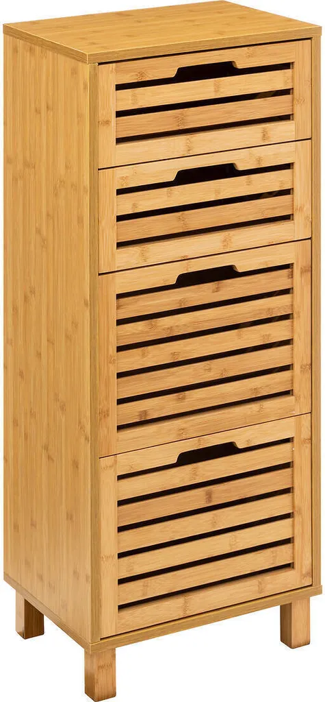 Meuble de rangement 4 tiroirs en bambou Sicela robuste et écologique 95cm