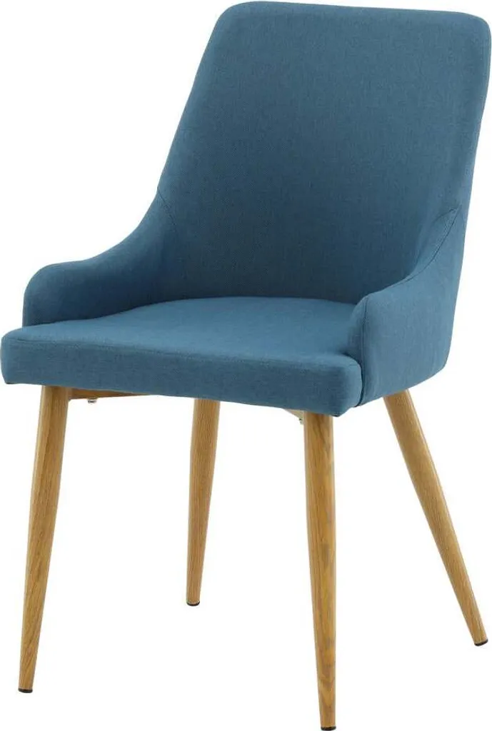FURNLUX Sedia da sala da pranzo Plaza Blue Und Oak 49cm / Hauptfarbe: Blau / Dimensioni: 49 x 58 x 86 cm