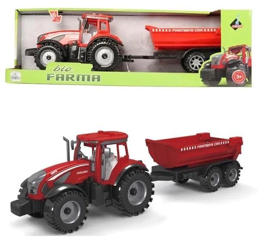 Tracteur avec remorque rouge - Askato Image du produit 