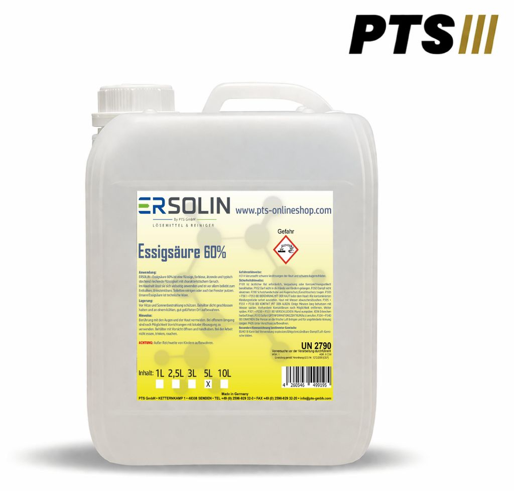 Essigsäure 60% 5 L Entkalker Reiniger sehr ergiebig auch in Produktbild 