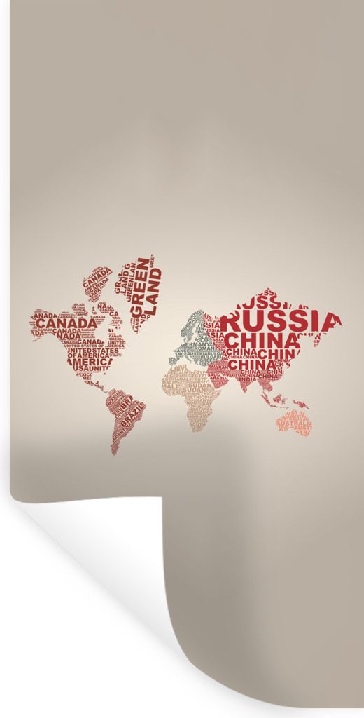 MuchoWow Wandtattoo Wandsticker Wandaufkleber Weltkarte - Karte - Briefe 60x120 cm Selbstklebend und Repositionierbar - Selbstklebend - Fototapeten