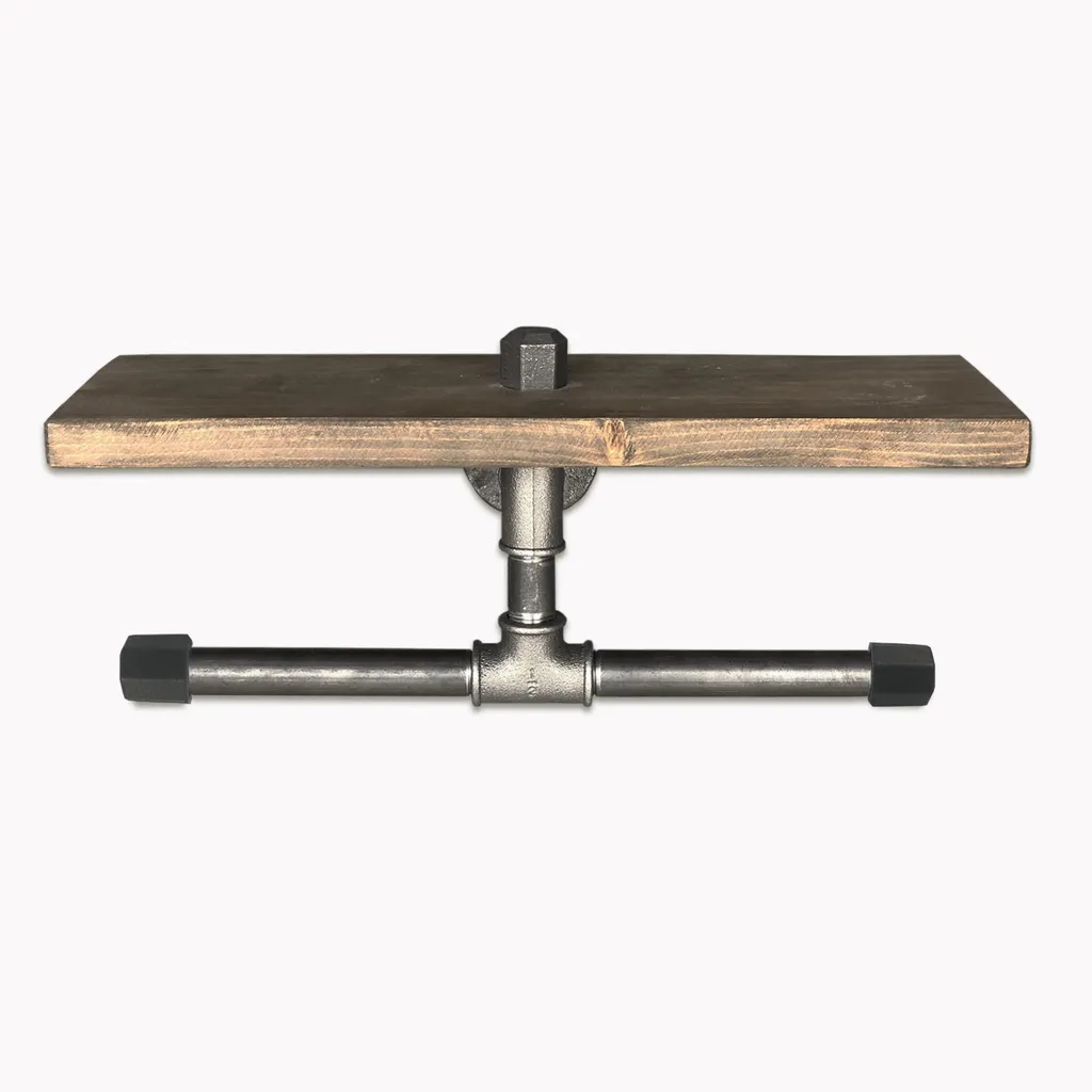 Étagère Murale Industrielle en Bois Naturel et Métal Noir Skye Decor