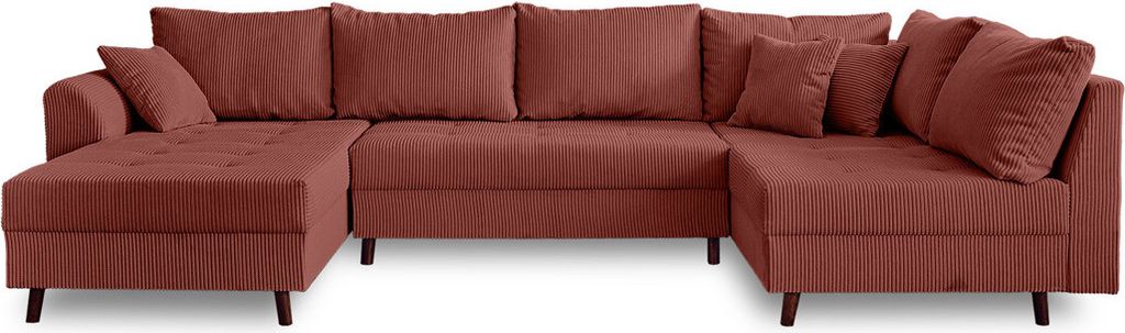 Best Mobilier Rune, Ecksofa, Terrakotta, 7 Sitz(e), Rune, Samt, Holz