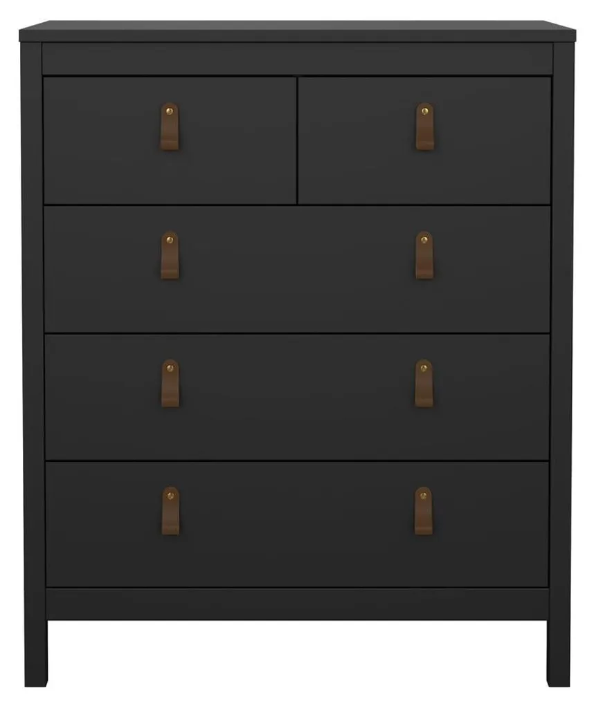 Commode 5 tiroirs pour chambre encombrée rangement noir mat H99