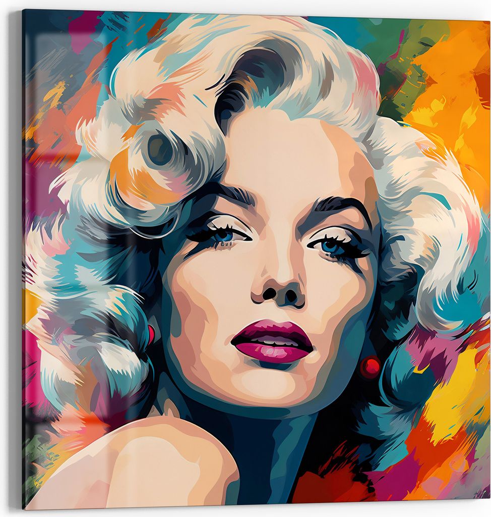 DEQORI Magnettafel Glas 50x50 cm 'Diva im Farbenrausch' beschreibbar Whiteboard Küche