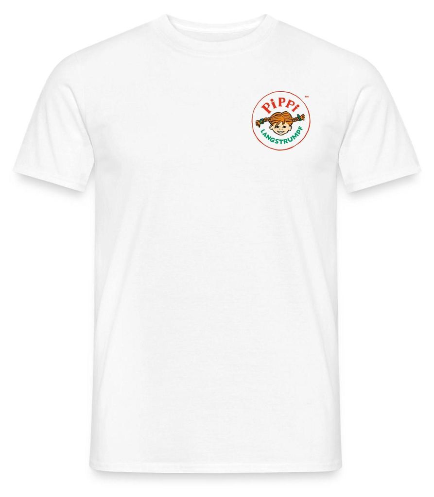 Spreadshirt Pippi Langstrumpf Rundes Logo Männer T-Shirt, S, Weiß