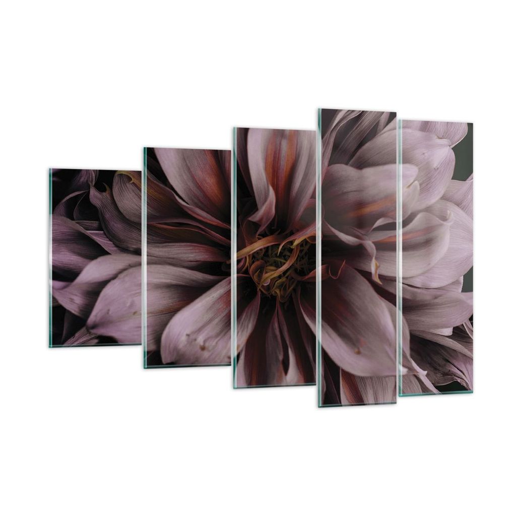 Bilder auf glas - 5 Teile - Blumenstrauß Künstlerisch Blume - 150x100cm - Glasbilder - Wandbilder - Bilder - Wanddekoration aus Glas - Glas Bilde...