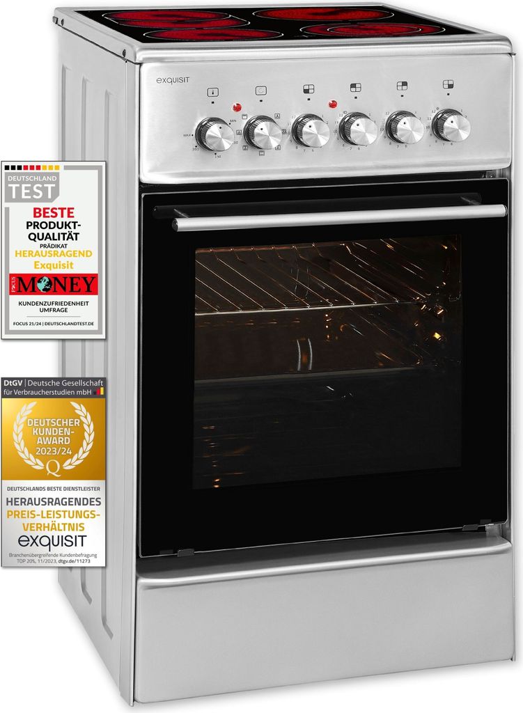 Exquisit ECM 8-4.1 BZ Inox Elektro-Standherd | Glaskeramik Produktbild 