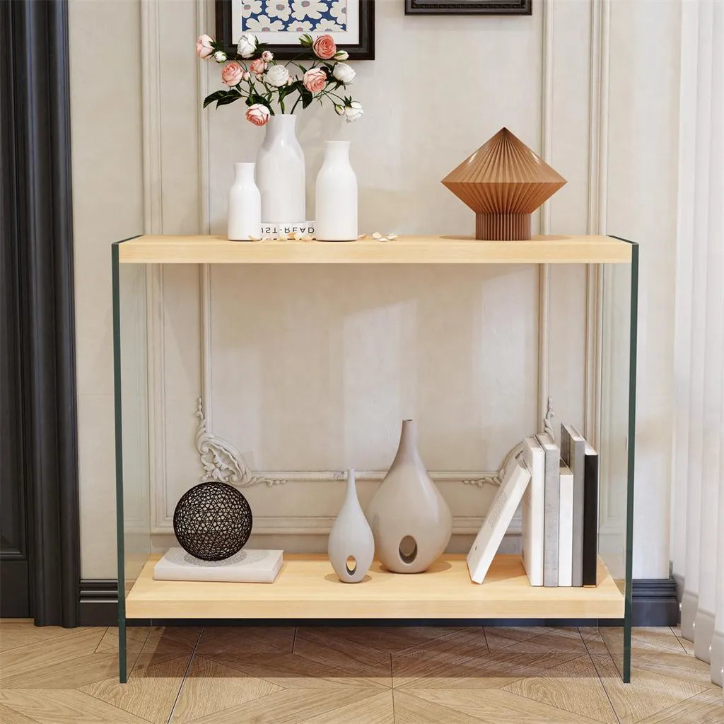 Console en verre trempé robuste 80cm avec structure métallique renforcée - 4