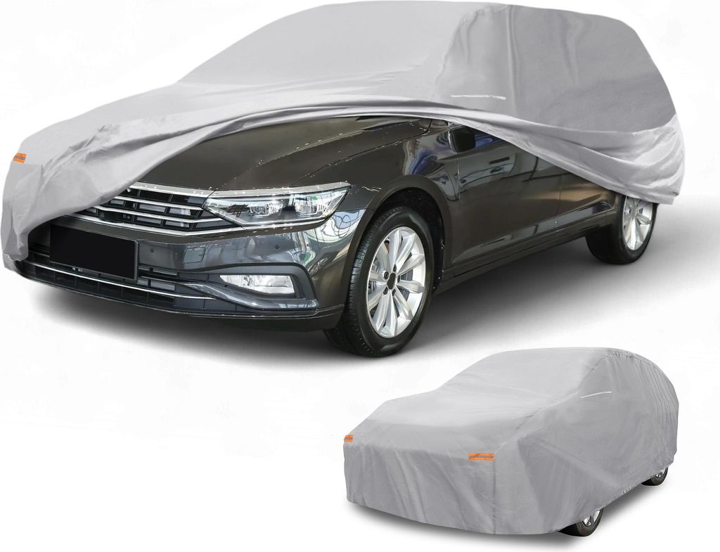 1 Stück Universal Autoabdeckung Wasserdicht Alle Wetter Automotive Outdoor Sonnenregen Schutz Vollständige Außenabdeckung 190T-PU Silberton Pass...