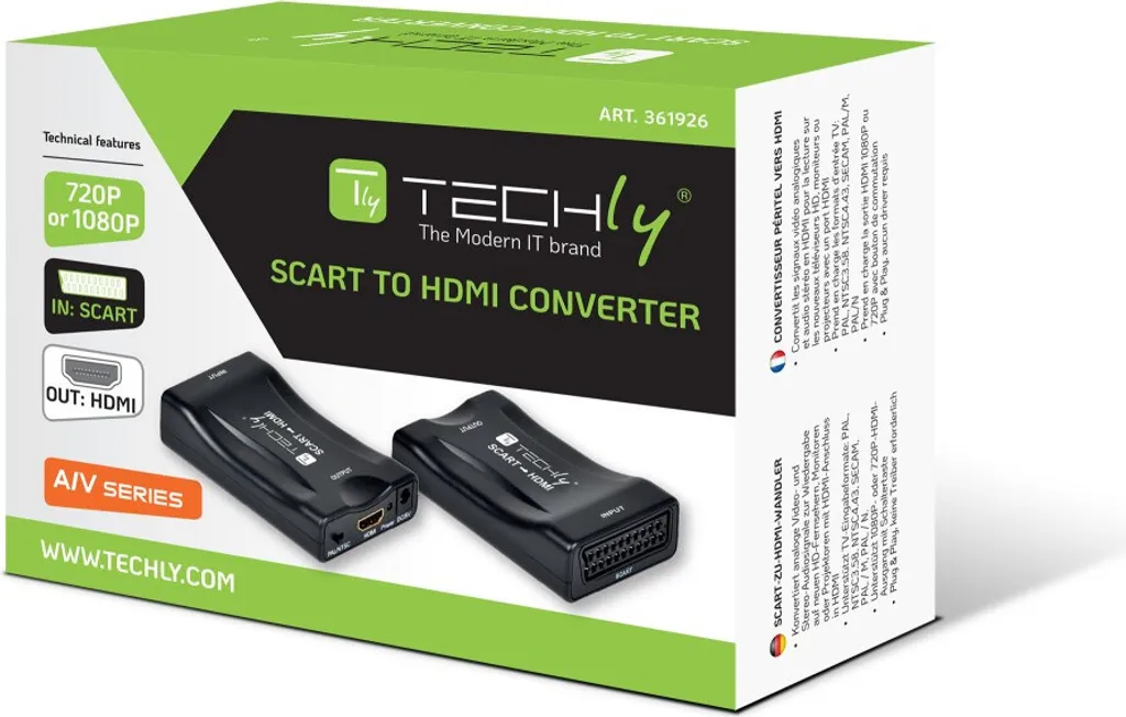 Convertisseur Péritel HDMI avec sélecteur de résolution 1080p noir