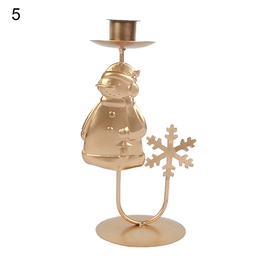 Weihnachtskandlestick auf auffällige Anti-deform schmiede Eisen schneebezogene Desktop Candlestick Ornamente für Zuhause-5