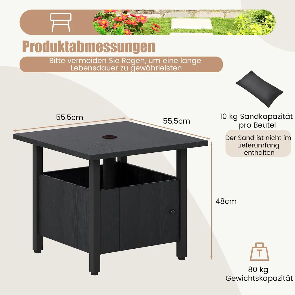 Table Basse Extérieure Résistante aux Intempéries avec Pied de Parasol - 3