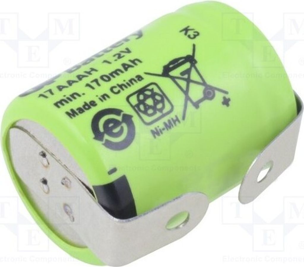 1x Batt: Ni-MH 170mAh 1/3AAA,1/3R03 Lötplättchen 17AAAH Aus 1,2V
