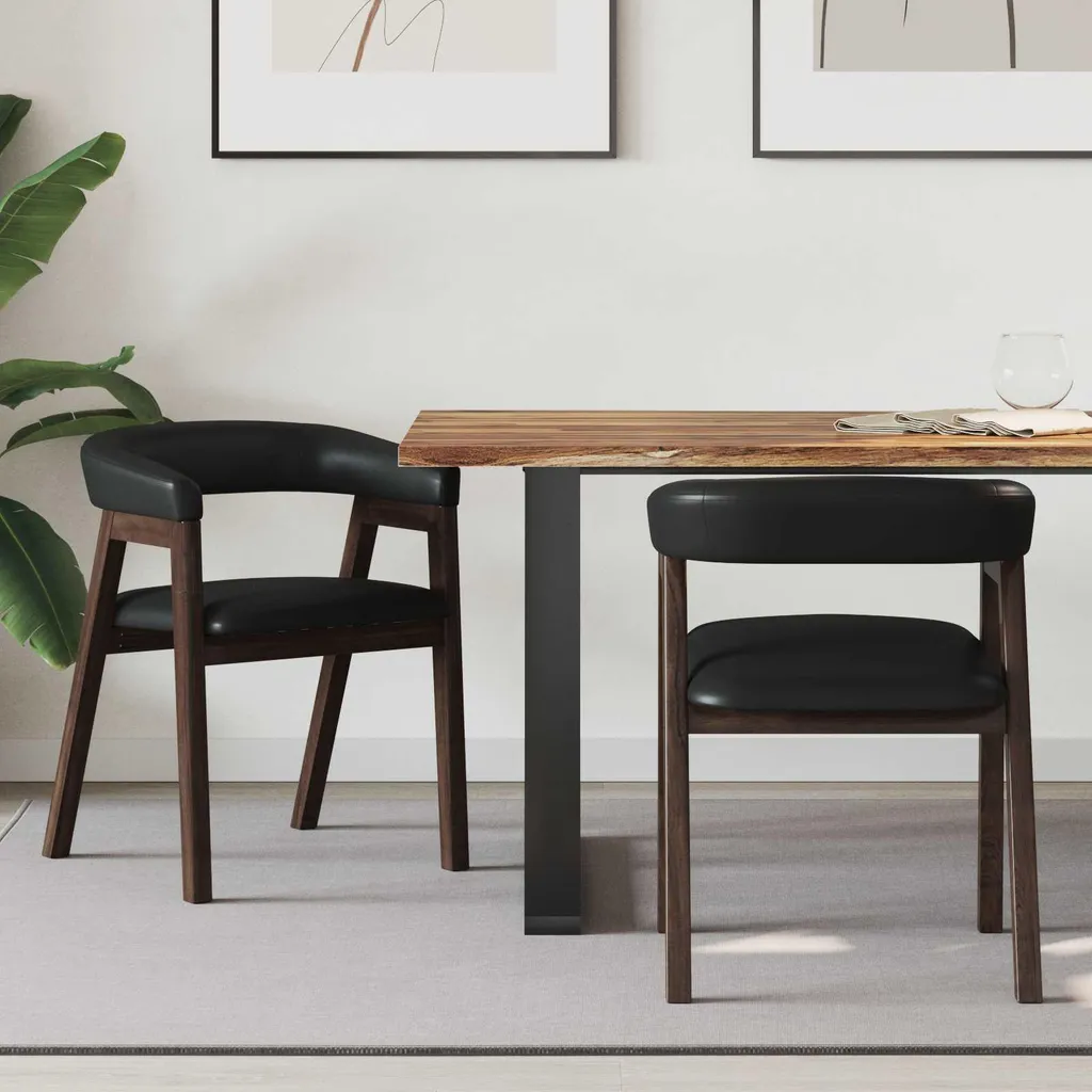 Lot de 2 chaises pour table de repas marron clair style moderne